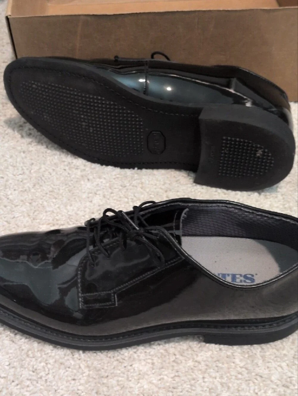 Bates Black Patent Lace-Up Oxford Dress Shoes Military Uniform Size 11 D